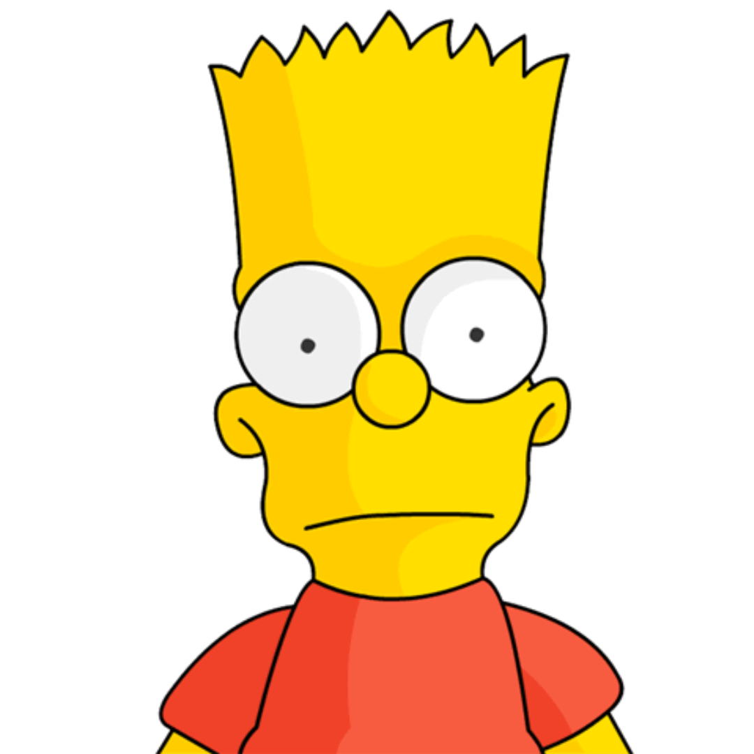 Imagen de Bart Simpson en estilo de foto carnet, presentando una expresión neutral. Bart aparece en primer plano, mirando directamente a la cámara con seriedad. En esta imagen, se captura la esencia tranquila y enigmática de Bart, revelando una faceta más introspectiva de su personalidad.