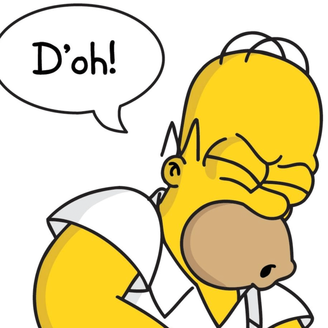 Imagen de Homero Simpson, con su icónica expresión de 'D'oh' en su rostro. En esta imagen, se pueden apreciar claramente los rastros de un conflicto o problema reciente en su apariencia. Su ceño fruncido y su mirada cansada revelan las dificultades a las que se ha enfrentado.